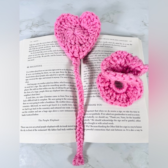 Hand Crafted Accessories - Pink Heart-Shaped Bookmark & Scrunchie